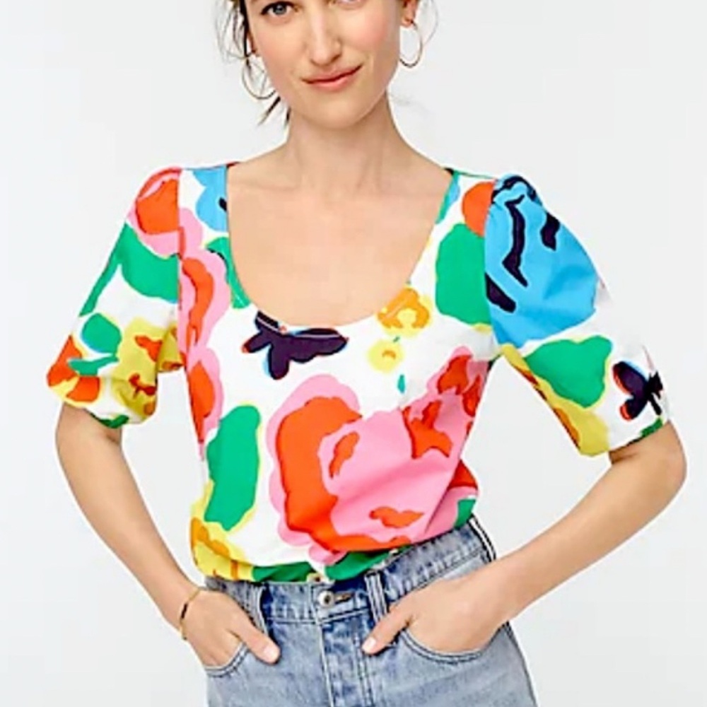 J. Crew Pink Puff Sleeve Blouse - Picture 9 of 9